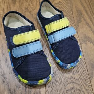 Children's Navy Canvas Sneakers with Yellow & Light Blue Straps
